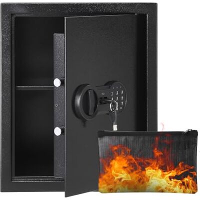 Garvee Säkert kassaskåp väggmålning robust, brandsäkert och vattentätt stål dubbel nyckel och digitalt lås perfekt silver, smycken, dokument, pass storlek FD-2535HC 420×350×310 mm Garvee Säkert kassaskåp väggmålning robust, brandsäkert och vattentätt stål dubbel nyckel och digitalt lås perfekt silver, smycken, dokument, pass storlek FD-2535HC 420×350×310 mm