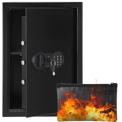 Garvee Säkert kassaskåp väggmålning robust, brandsäkert och vattentätt stål dubbel nyckel och digitalt lås perfekt silver, smycken, dokument, pass storlek FD-2535HC 500×350×310 mm Garvee Säkert kassaskåp väggmålning robust, brandsäkert och vattentätt stål dubbel nyckel och digitalt lås perfekt silver, smycken, dokument, pass storlek FD-2535HC 500×350×310 mm