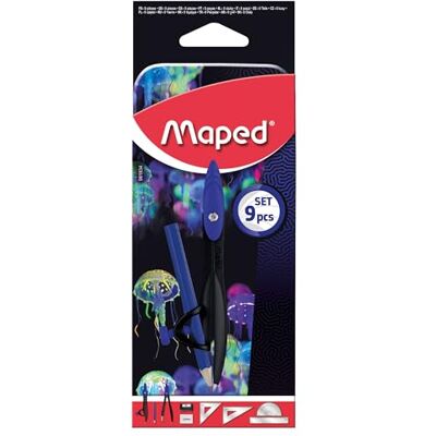 Maped Deepsea Paradise School Compass Mathset set ringkompass + kompass + ritningssats + pennvässare + suddgummi + penna Maped Deepsea Paradise School Compass Mathset set ringkompass + kompass + ritningssats + pennvässare + suddgummi + penna