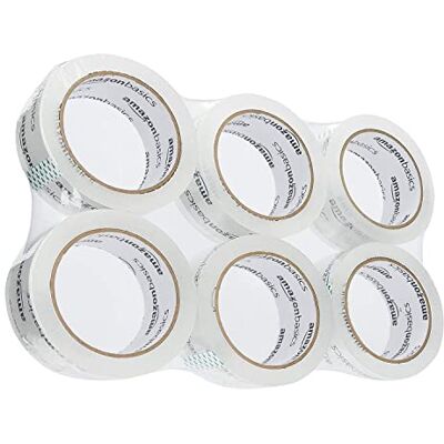 Amazon Basics Tejp för flytt, förvaring och paketering, 4,7 cm bredd x 49,9 meter längd, kristallklar, 6-pack Amazon Basics Tejp för flytt, förvaring och paketering, 4,7 cm bredd x 49,9 meter längd, kristallklar, 6-pack
