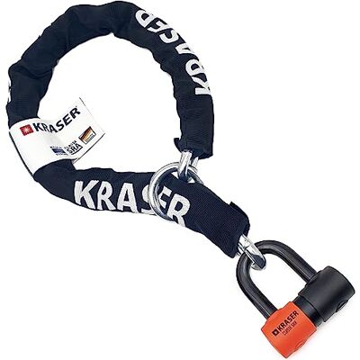 KRASER KR50120L Hänglås Säkerhetskedja Motorcykel Skivlås SRA-godkänd Uppsättning Stöldskydd Hänglås Mini U Solid Ø18 + 13,5 mm 120 cm Kedja, Kraftig Säkerhet. Loop System KRASER KR50120L Hänglås Säkerhetskedja Motorcykel Skivlås SRA-godkänd Uppsättning Stöldskydd Hänglås Mini U Solid Ø18 + 13,5 mm 120 cm Kedja, Kraftig Säkerhet. Loop System