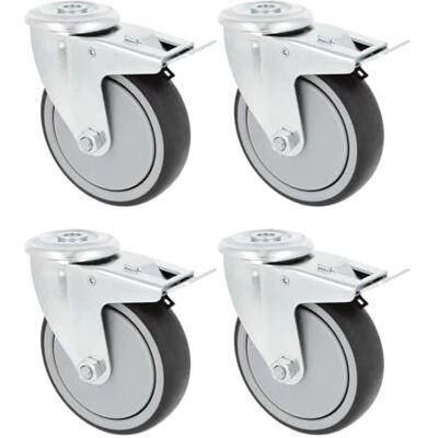 Amig 4-pack möbelhjul med bromsar Ø 100 mm Svänghjul utan monteringsplatta Maxvikt 110 kg För flytt av tunga möbler Rullager Plastkärna Grå gummi Amig 4-pack möbelhjul med bromsar Ø 100 mm Svänghjul utan monteringsplatta Maxvikt 110 kg För flytt av tunga möbler Rullager Plastkärna Grå gummi