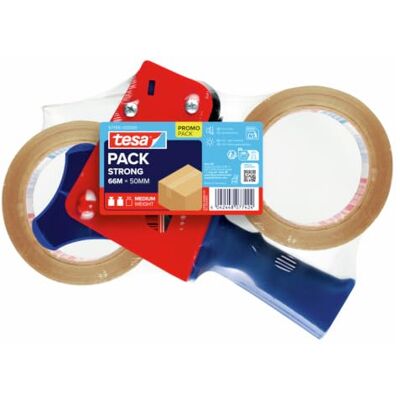 tesa pack Strong Pakkettape Afroller Set met 2 x PVC Taperollen Afroller voor verpakkingstape en 2 rollen transparante verpakkingstape, 66 m x 50 mm scheurvaste tape voor zware pakketten tesa pack Strong Pakkettape Afroller Set met 2 x PVC Taperollen Afroller voor verpakkingstape en 2 rollen transparante verpakkingstape, 66 m x 50 mm scheurvaste tape voor zware pakketten