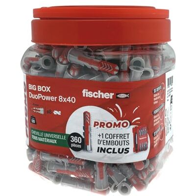 fischer BigBox med 360 DuoPower pluggar alla material 8 x 40 + 1 bits set gratis fischer BigBox med 360 DuoPower pluggar alla material 8 x 40 + 1 bits set gratis