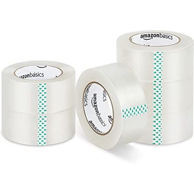 Amazon Basics Tejp för flytt, förvaring och paketering, 4,7 cm bredd x 99,6 meter längd, klar, 6-pack Amazon Basics Tejp för flytt, förvaring och paketering, 4,7 cm bredd x 99,6 meter längd, klar, 6-pack