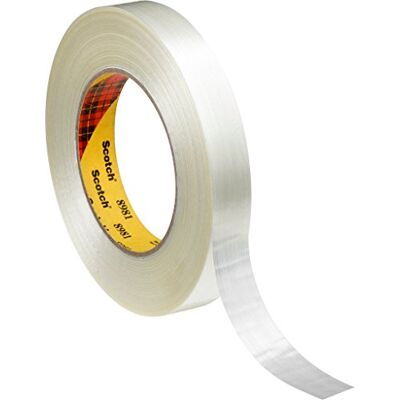 3M filamenttejp, högpresterande 8981, 19 mm x 50 m, genomskinlig vit (48-pack) 3M filamenttejp, högpresterande 8981, 19 mm x 50 m, genomskinlig vit (48-pack)