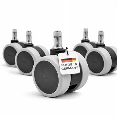 WAGNER snurrstolshjul/kontorsstolshjul 5 delar Set – design mjuk – diameter Ø 60 mm, höjd 65 mm, intervallbroms, stift 11 x 20 mm, lastkapacitet 50 kg/rulle – tillverkad i Tyskland – 02007661 WAGNER snurrstolshjul/kontorsstolshjul 5 delar Set – design mjuk – diameter Ø 60 mm, höjd 65 mm, intervallbroms, stift 11 x 20 mm, lastkapacitet 50 kg/rulle – tillverkad i Tyskland – 02007661