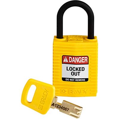 Brady SafeKey låsout hänglås nylon gul 1,0 tum plast shkl nyckel olika Brady SafeKey låsout hänglås nylon gul 1,0 tum plast shkl nyckel olika