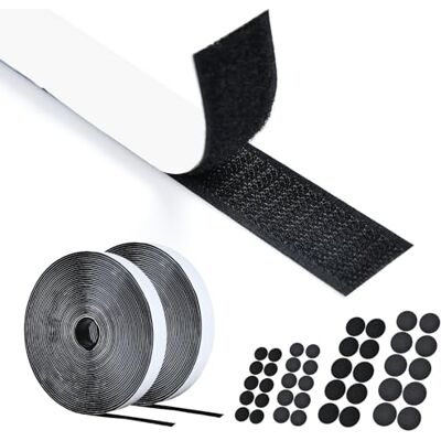 AiQInu 10 m x 20 mm stark dubbelsidig tejp, med 20 par runda dubbelsidiga klistermärken, fästsystem, krok och slinga, återanvändbar, stark självhäftande tejp för gör-det-själv tyg AiQInu 10 m x 20 mm stark dubbelsidig tejp, med 20 par runda dubbelsidiga klistermärken, fästsystem, krok och slinga, återanvändbar, stark självhäftande tejp för gör-det-själv tyg