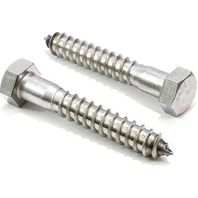 Bolt Dropper 1/2 tum x 3 tum rostfritt sexkantshuvud lagbultskruvar, (10-pack), 304 (18-8) rostfritt stål coach bultar/stora skruvar för trä med vanlig finish av bult dropper Bolt Dropper 1/2 tum x 3 tum rostfritt sexkantshuvud lagbultskruvar, (10-pack), 304 (18-8) rostfritt stål coach bultar/stora skruvar för trä med vanlig finish av bult dropper