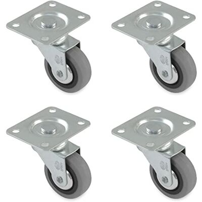 Amig 4-pack möbelhjul Ø 60 mm Maximal belastning per hjul 35 kg Stålplåt Tillverkad av gummi Utan broms Perfekt för kontorsstolar och små möbler Amig 4-pack möbelhjul Ø 60 mm Maximal belastning per hjul 35 kg Stålplåt Tillverkad av gummi Utan broms Perfekt för kontorsstolar och små möbler