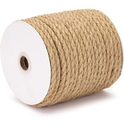 La cordeline Tosaderat naturligt jutrep 6 mm längd 30 m, rep snöre för DIY, trädgårdsarbete, dekoration, hantverk La cordeline Tosaderat naturligt jutrep 6 mm längd 30 m, rep snöre för DIY, trädgårdsarbete, dekoration, hantverk