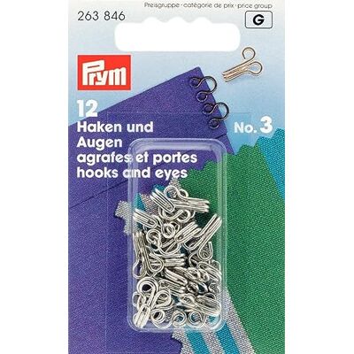 Prym Krokar Och Ögon Mässing 12 Stycken, Nr 3 Storlek, Silver Prym Krokar Och Ögon Mässing 12 Stycken, Nr 3 Storlek, Silver