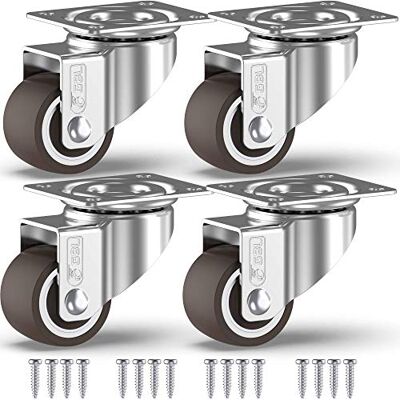 GBL Robusta möbelhjul + skruvar, 25 – 40 kg, set med 4 tysta möbelhjul, spårfria, rullvagnshjul för möbler, gummivagnshjul, silver, svängbara hjul GBL Robusta möbelhjul + skruvar, 25 – 40 kg, set med 4 tysta möbelhjul, spårfria, rullvagnshjul för möbler, gummivagnshjul, silver, svängbara hjul
