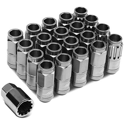 J2 Engineering LN-T7-002-15-SL silver 7075 aluminium M12 x 1,5 16 st L: 50 mm öppen ände fläns mutter w/4 st lås + nyckel J2 Engineering LN-T7-002-15-SL silver 7075 aluminium M12 x 1,5 16 st L: 50 mm öppen ände fläns mutter w/4 st lås + nyckel