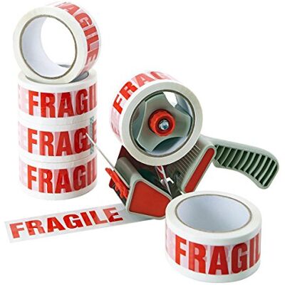 ACIT Tejp med "Fragile" skrift, förpackning om 6 rullar. Packtejp för flyttkartonger. Utmärkt vidhäftning på kartong och sträckfilm, dispenser ingår ej ACIT Tejp med "Fragile" skrift, förpackning om 6 rullar. Packtejp för flyttkartonger. Utmärkt vidhäftning på kartong och sträckfilm, dispenser ingår ej