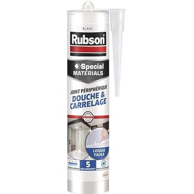 Rubson Grå dusch- och kakeltätning (300 ml patron) ny generation neutral silikontätning med flera material vattentätt tätningsmedel med luktfri formula Rubson Grå dusch- och kakeltätning (300 ml patron) ny generation neutral silikontätning med flera material vattentätt tätningsmedel med luktfri formula