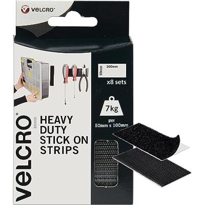 VELCRO Brand VELCRO varumärke Kraftiga självhäftande remsor Industriell styrka dubbelsidig krok och ögla självhäftande remsor perfekta för rumsinredning och hem, kontor, garage användning svart 50 mm x 100 VELCRO Brand VELCRO varumärke Kraftiga självhäftande remsor Industriell styrka dubbelsidig krok och ögla självhäftande remsor perfekta för rumsinredning och hem, kontor, garage användning svart 50 mm x 100