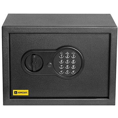 HOMESAFE HV25E kassaskåp med elektroniskt lås, 25 x 35 x 25 cm (HxBxD), satin svart HOMESAFE HV25E kassaskåp med elektroniskt lås, 25 x 35 x 25 cm (HxBxD), satin svart