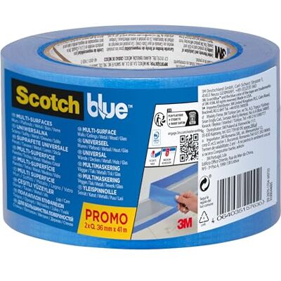 ScotchBlue Målarskyddstejp "Multi-Surface", 36 mm x 41 m, 2 rullar/förpackning, 70% PEFC, SGSCH-PEFC-COC-110078 ScotchBlue Målarskyddstejp "Multi-Surface", 36 mm x 41 m, 2 rullar/förpackning, 70% PEFC, SGSCH-PEFC-COC-110078