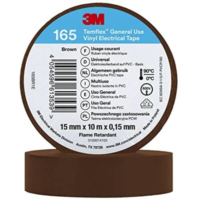 3M Temflex Vinyl elektrisk tejp 165, brun, 15 mm x 10 m, 100 rullar/fodral 3M Temflex Vinyl elektrisk tejp 165, brun, 15 mm x 10 m, 100 rullar/fodral