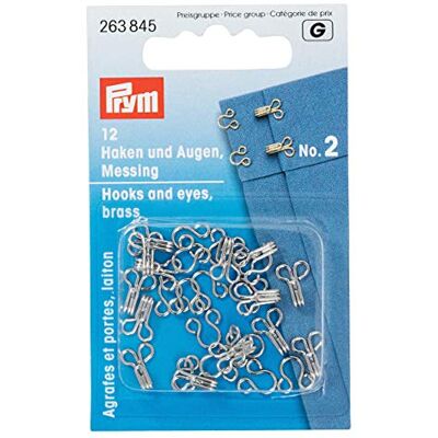 Prym krokar och öglor, mässing, silverfärger, 12 stycken Prym krokar och öglor, mässing, silverfärger, 12 stycken