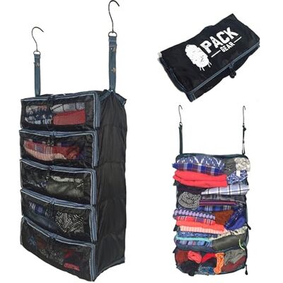 Pack Gear Kraftfull hängande ryggsäcksorganisatör och handbagage organisatör – inbyggda krokar för bekväm upphängning – rymmer mer än 4 packkuber – hållbar – endast 2,5 dl – designad i USA av . (svart Pack Gear Kraftfull hängande ryggsäcksorganisatör och handbagage organisatör – inbyggda krokar för bekväm upphängning – rymmer mer än 4 packkuber – hållbar – endast 2,5 dl – designad i USA av . (svart