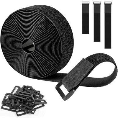 SURFOU Självhäftande Återanvändbara Kabelband 6 m × 5 cm med 30 Spännen, Justerbart och Kapbart Hook-and-Loop Fästband för Kablar, Slangar och Rör (Svart) SURFOU Självhäftande Återanvändbara Kabelband 6 m × 5 cm med 30 Spännen, Justerbart och Kapbart Hook-and-Loop Fästband för Kablar, Slangar och Rör (Svart)