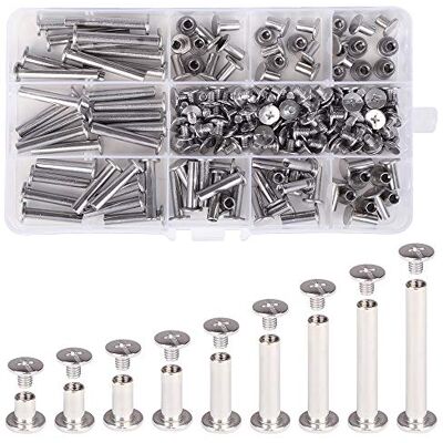 Witlans Chicago bindande skruvar blandade kit, 90 uppsättningar 304 rostfritt stål Phillips Chicago skruvbindning stolpe skruvsats för gör-det-själv läderdekoration klippbok fotoalbum bokbindning (9 Witlans Chicago bindande skruvar blandade kit, 90 uppsättningar 304 rostfritt stål Phillips Chicago skruvbindning stolpe skruvsats för gör-det-själv läderdekoration klippbok fotoalbum bokbindning (9