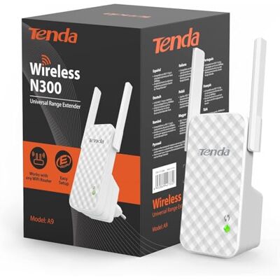 Tenda REPETIDOR WIFI A9/300Mbps 3dBi ANTENAS – 2x kompatibel med Cualquier Router 802.11b/g/n – Soporta Wix WPA/WPA2 Tenda REPETIDOR WIFI A9/300Mbps 3dBi ANTENAS – 2x kompatibel med Cualquier Router 802.11b/g/n – Soporta Wix WPA/WPA2