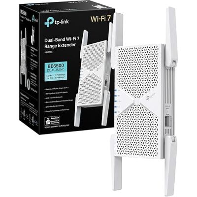 TP-Link WiFi-repeater BE6500, RE405BE Kraftfull wifi-förstärkare, 6,5 Gbps, multi-länkdrift (MLO), 2,5G-port, smart roaming, EasyMesh-kompatibel, perfekt för hem och 8K-spel TP-Link WiFi-repeater BE6500, RE405BE Kraftfull wifi-förstärkare, 6,5 Gbps, multi-länkdrift (MLO), 2,5G-port, smart roaming, EasyMesh-kompatibel, perfekt för hem och 8K-spel