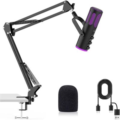 Ortizan USB-spelmikrofon, kondensatormikrofoner för PC, PS4/5 och Mac, brusreducerande podcastmikrofon med tyst, reverb, övervakning, justerbar arm, filter för streaming/inspelning/YouTube Ortizan USB-spelmikrofon, kondensatormikrofoner för PC, PS4/5 och Mac, brusreducerande podcastmikrofon med tyst, reverb, övervakning, justerbar arm, filter för streaming/inspelning/YouTube