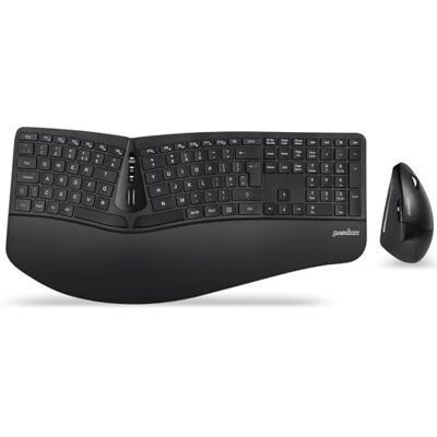 Perixx Periduo-605, trådlöst ergonomiskt delat tangentbord och vertikal muskombination, justerbart handledsstöd och membran lågprofilsnycklar, UK QWERTY Perixx Periduo-605, trådlöst ergonomiskt delat tangentbord och vertikal muskombination, justerbart handledsstöd och membran lågprofilsnycklar, UK QWERTY