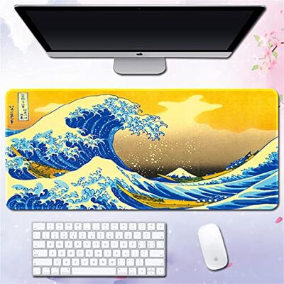 Morain Spelmusmatta konsttryck målning Hokusai den stora vågen stor rektangel halkfri gummimusmatta musmatta, 1000 x 500 x 3 mm, stil 17 Morain Spelmusmatta konsttryck målning Hokusai den stora vågen stor rektangel halkfri gummimusmatta musmatta, 1000 x 500 x 3 mm, stil 17