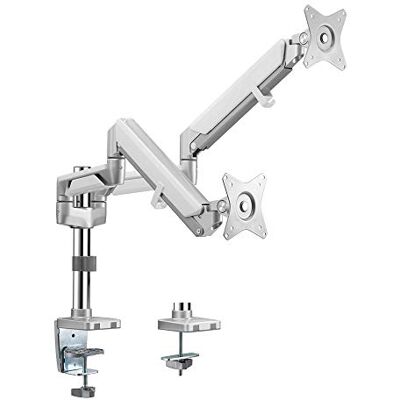LogiLink BP0089 – Skrivbordsfäste med dubbla bildskärmar i aluminium för 2 x 17–32 tum (LCD, LED, OLED, etc.) med gaslyft, platta och böjda TV-apparater, armlängd = 553 mm LogiLink BP0089 – Skrivbordsfäste med dubbla bildskärmar i aluminium för 2 x 17–32 tum (LCD, LED, OLED, etc.) med gaslyft, platta och böjda TV-apparater, armlängd = 553 mm
