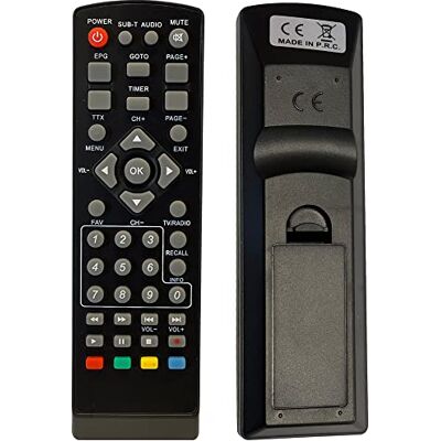 LEYF Universal 7-i-1 fjärrkontroll kompatibel med DVB-T TNT Strong Receiver, Engel, Metronic, Strom, LiveTNT, Xoro Remote Control, kompatibel avkodare LEYF Universal 7-i-1 fjärrkontroll kompatibel med DVB-T TNT Strong Receiver, Engel, Metronic, Strom, LiveTNT, Xoro Remote Control, kompatibel avkodare
