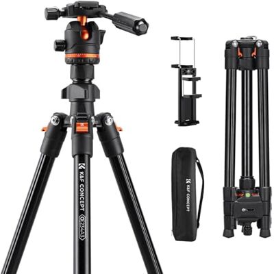 K&F CONCEPT Kamerastativ för smartphone 182 cm, kamerastativ med telefonklämma, för Nikon Canon Sony, iPhone, Samsung, avtagbart panhuvud, Bluetooth-fjärrkontroll K&F CONCEPT Kamerastativ för smartphone 182 cm, kamerastativ med telefonklämma, för Nikon Canon Sony, iPhone, Samsung, avtagbart panhuvud, Bluetooth-fjärrkontroll
