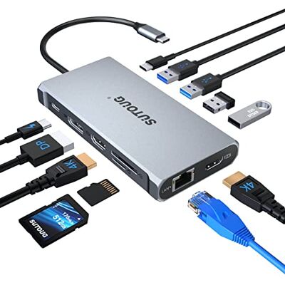 SUTOUG 12-i-1 USB C-hubb, dockningsstation, trippelskärmar bärbar dockningsstation för MacBook Pro och Windows (2 HDMI, DP, 100 W PD, SD/TF-kortläsare, 3 USB 3.0-portar), MAC OS stöder endast SUTOUG 12-i-1 USB C-hubb, dockningsstation, trippelskärmar bärbar dockningsstation för MacBook Pro och Windows (2 HDMI, DP, 100 W PD, SD/TF-kortläsare, 3 USB 3.0-portar), MAC OS stöder endast