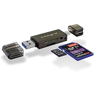 Integral SD och Micro SD-kortläsare, upp till 180 MB/s överföringshastighet, USB 3.0/USB C OTG Dual Slot Memory Card Adapter för UHS-1, Micro SD, microSDHC, microSDXC, SD, SDHC, SDXC Integral SD och Micro SD-kortläsare, upp till 180 MB/s överföringshastighet, USB 3.0/USB C OTG Dual Slot Memory Card Adapter för UHS-1, Micro SD, microSDHC, microSDXC, SD, SDHC, SDXC