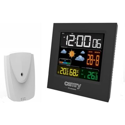 Camry CR 1166 digital väderstation med utomhussensor för inomhus- och utomhusbruk termometer – hygrometer färgdisplay väderprognos för rum kontor klocka 2 väckarklocka svart Camry CR 1166 digital väderstation med utomhussensor för inomhus- och utomhusbruk termometer – hygrometer färgdisplay väderprognos för rum kontor klocka 2 väckarklocka svart