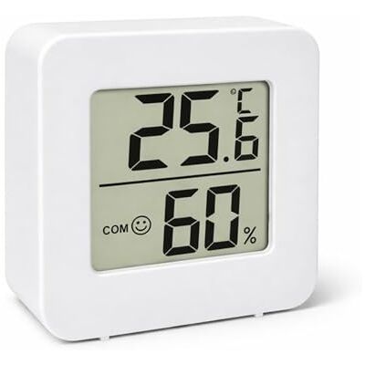 PARENCE Kompakt väderstation för inomhusbruk med termometer och digital hygrometer LCD-skärm temperatur och luftfuktighet ministorlek 4,5 x 4,5 cm vit PARENCE Kompakt väderstation för inomhusbruk med termometer och digital hygrometer LCD-skärm temperatur och luftfuktighet ministorlek 4,5 x 4,5 cm vit