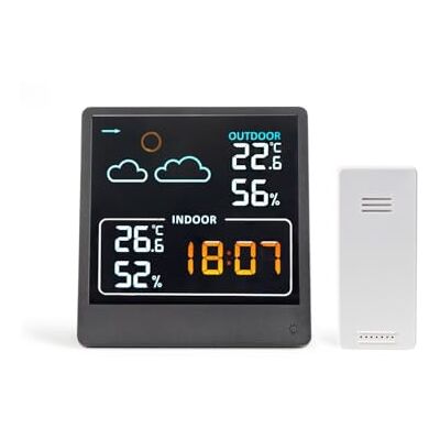 LIVOO Väderstation SL262 inomhus och utomhus vtermometer och hygrometer, väderprognos och lufttryck, trådlös utomhusond LIVOO Väderstation SL262 inomhus och utomhus vtermometer och hygrometer, väderprognos och lufttryck, trådlös utomhusond