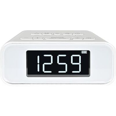 Silva UR 4200 BT – kompakt FM-klockradio med batteri, Bluetooth, dubbelt larm, nattlampa, USB-laddare, LED-skärm, 30 stationsminne – vit Silva UR 4200 BT – kompakt FM-klockradio med batteri, Bluetooth, dubbelt larm, nattlampa, USB-laddare, LED-skärm, 30 stationsminne – vit