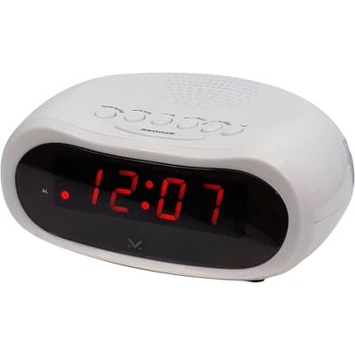 Majestic SVE 232 digital väckarklocka, 0,6 tum LED-display med justerbar ljusstyrka, strömförsörjning AC 220–240 V/50 Hz, vit Majestic SVE 232 digital väckarklocka, 0,6 tum LED-display med justerbar ljusstyrka, strömförsörjning AC 220–240 V/50 Hz, vit
