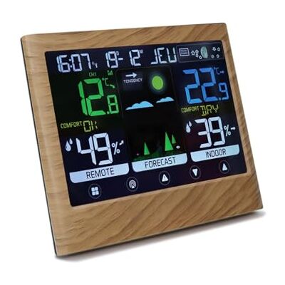 mooov 477534 Inomhus väderstation med utomhussensor temperatur, fuktighetsgrad, månfaser, meteo-prognos väckarklocka träeffekt brun mooov 477534 Inomhus väderstation med utomhussensor temperatur, fuktighetsgrad, månfaser, meteo-prognos väckarklocka träeffekt brun