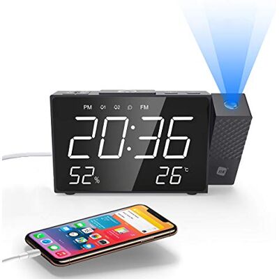 NK Digital radioväckarklocka, intelligent, FM-radio, temperaturmätare, larm, USB, nattläge, tidprojektion, sömntimer NK Digital radioväckarklocka, intelligent, FM-radio, temperaturmätare, larm, USB, nattläge, tidprojektion, sömntimer
