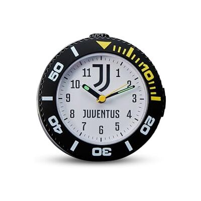 Seven JUVENTUS analog väckarklocka med kontinuerlig rörelse, officiell produkt, fotboll, present till barn och vuxna Seven JUVENTUS analog väckarklocka med kontinuerlig rörelse, officiell produkt, fotboll, present till barn och vuxna