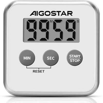 Aigostar Timer – Digital kökstimer med stor LCD-skärm, 3-i-1 stoppur, nedräkning väckarklocka, timer, multifunktionstimer med magnet, stativ och hål, för matlagning, studier, sport Aigostar Timer – Digital kökstimer med stor LCD-skärm, 3-i-1 stoppur, nedräkning väckarklocka, timer, multifunktionstimer med magnet, stativ och hål, för matlagning, studier, sport