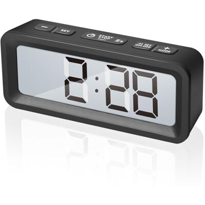 Romon Digital väckarklocka, sängväckarklocka, liten reseväckarklocka, temperatur- och fuktighetsdisplay, datumvisning, timer, nedräkning, med magnetisk rygg, för kök, sovrum, resor svart Romon Digital väckarklocka, sängväckarklocka, liten reseväckarklocka, temperatur- och fuktighetsdisplay, datumvisning, timer, nedräkning, med magnetisk rygg, för kök, sovrum, resor svart
