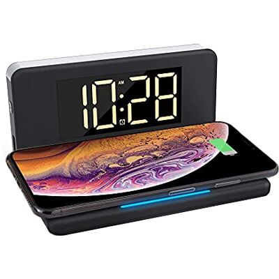 TerraTec ChargeAir Clock – Digital väckarklocka, nattlampa med trådlös laddare, trådlös 10 W QI, kompatibel med 12/11/11 Pro/11 Pro Max/XS MAX/XR/XS/X/8/8+, Galaxy Note 10/S10e/S10/S9, AirPods TerraTec ChargeAir Clock – Digital väckarklocka, nattlampa med trådlös laddare, trådlös 10 W QI, kompatibel med 12/11/11 Pro/11 Pro Max/XS MAX/XR/XS/X/8/8+, Galaxy Note 10/S10e/S10/S9, AirPods